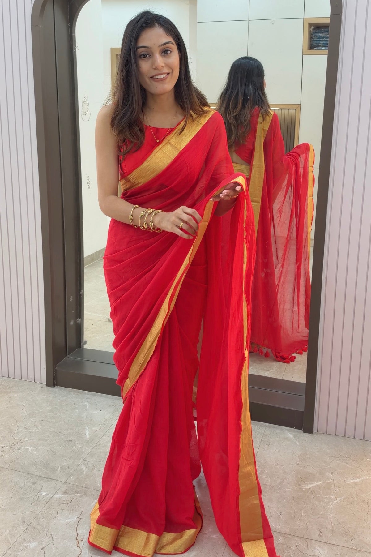 ML1100 Pure Mul Cotton Saree