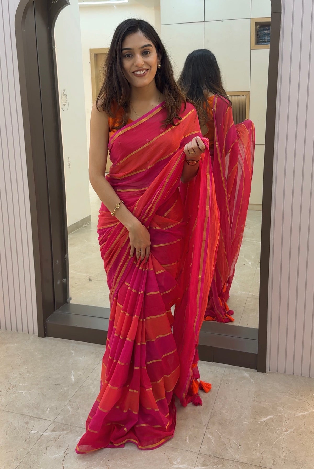 ML003 Multicoloured Mul Cotton Saree!