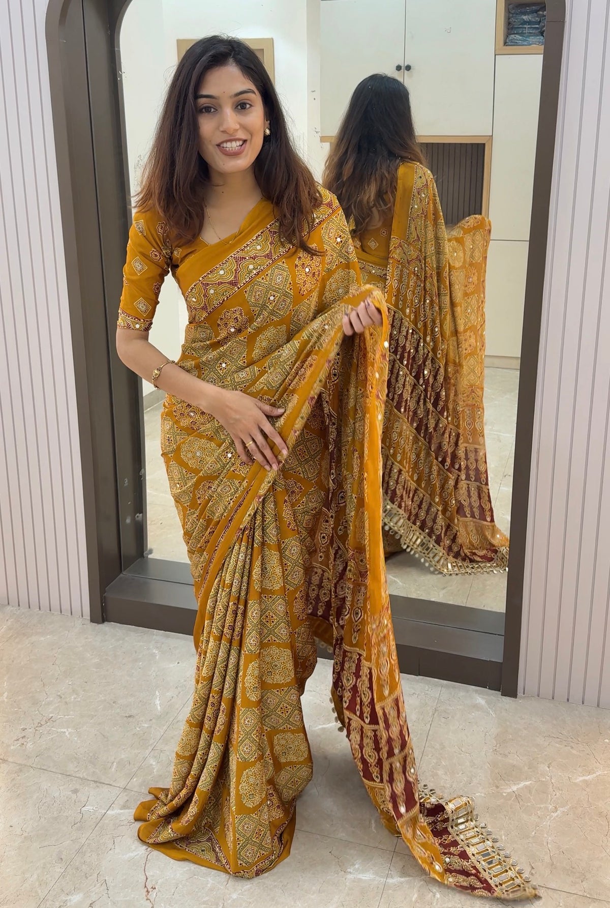 MW01 Ajarakh Print saree