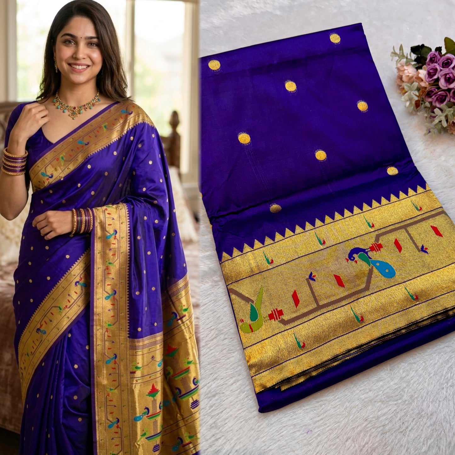 BK001  Brocade Mor Popat Paithani!