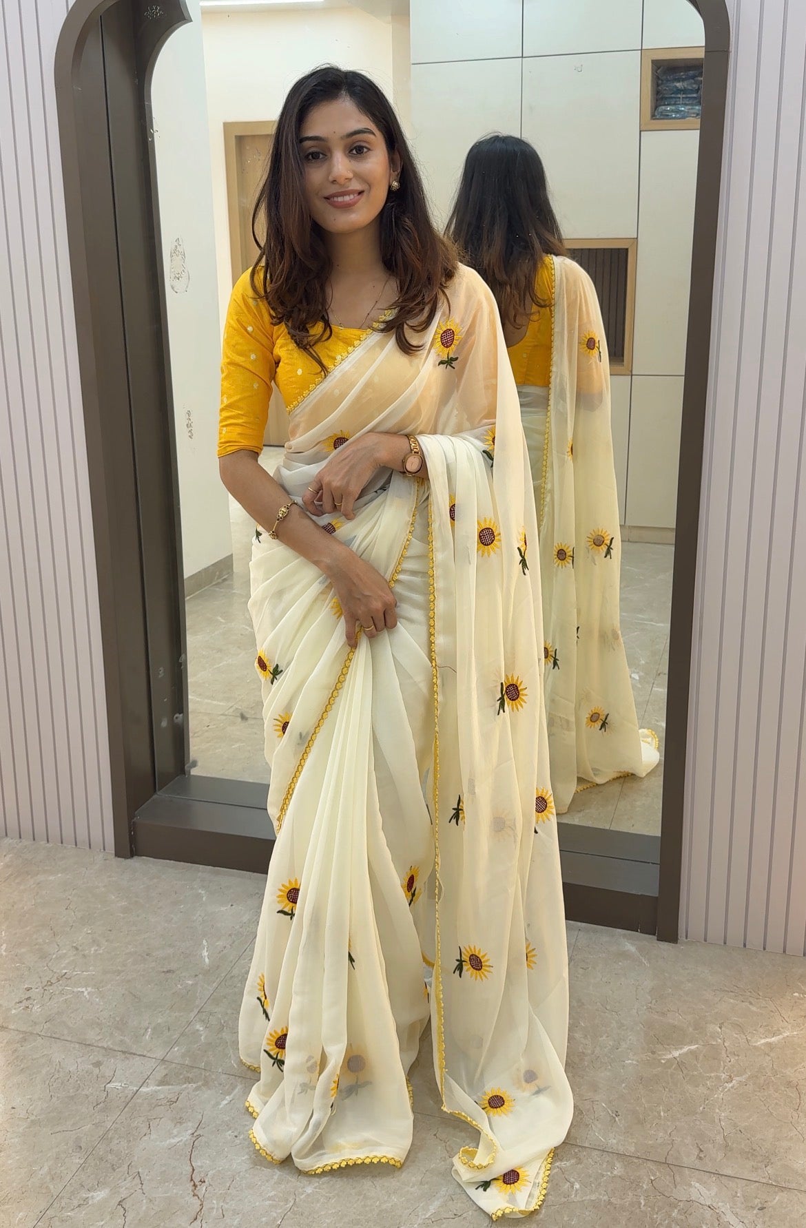 FS001 Floral Sunflower Saree!