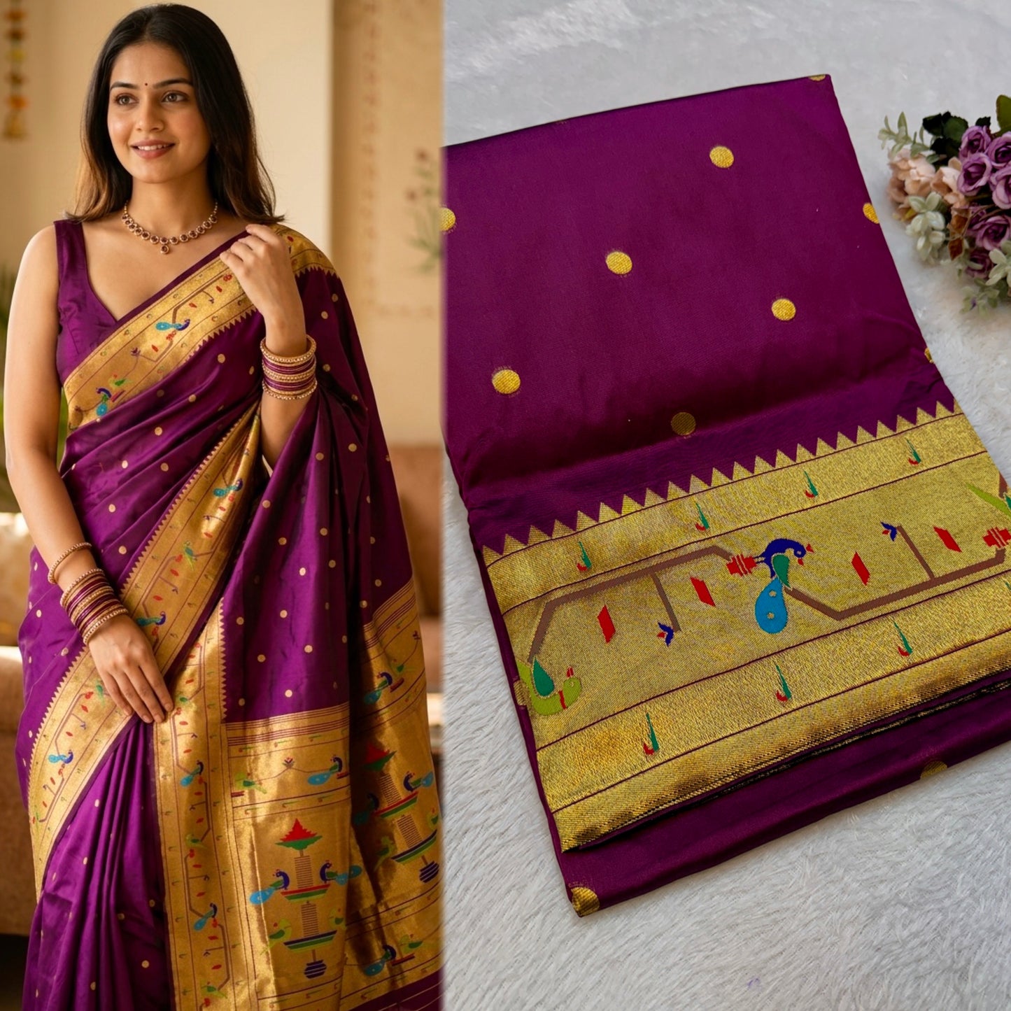 BK001  Brocade Mor Popat Paithani!