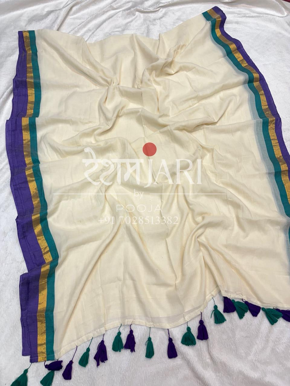 ML007 Pure Mul Cotton Saree!