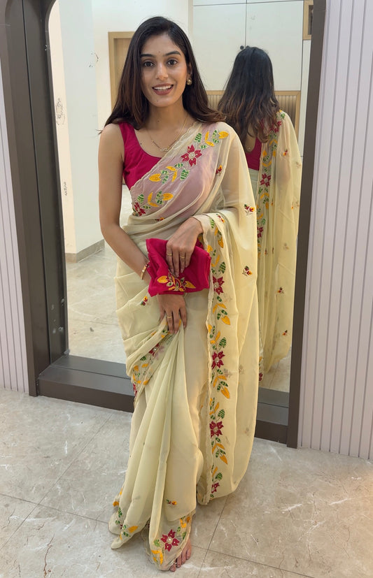 GS002 Threadwork Georgette Saree