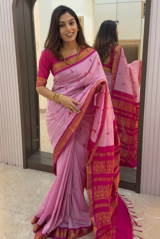 PG002 Pure cotton Gadwal Saree